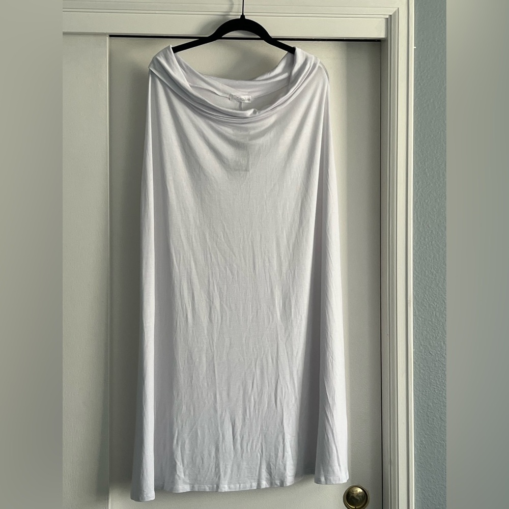 White Jersey Maxi Skirt XXL | High Waist/Foldover